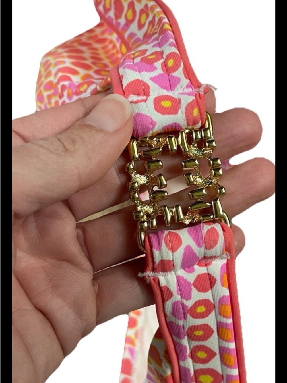 Trina Turk Pink & Orange Patterned Halter Bikini - Picture 3 of 5
